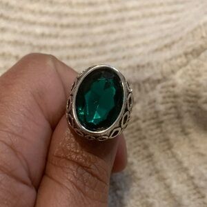 Green and Silver statement Ring